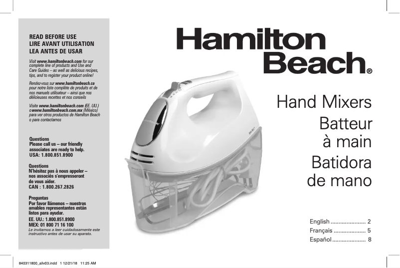 Page n°1 - Manuel utilisateur Hamilton Beach 62632