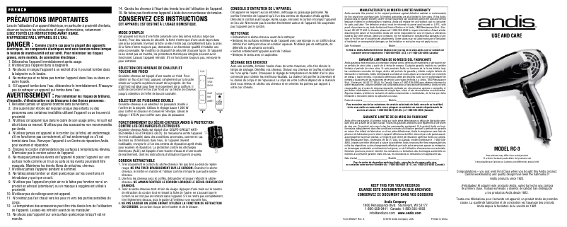 Page n°1 - Manuel utilisateur Andis RC-3