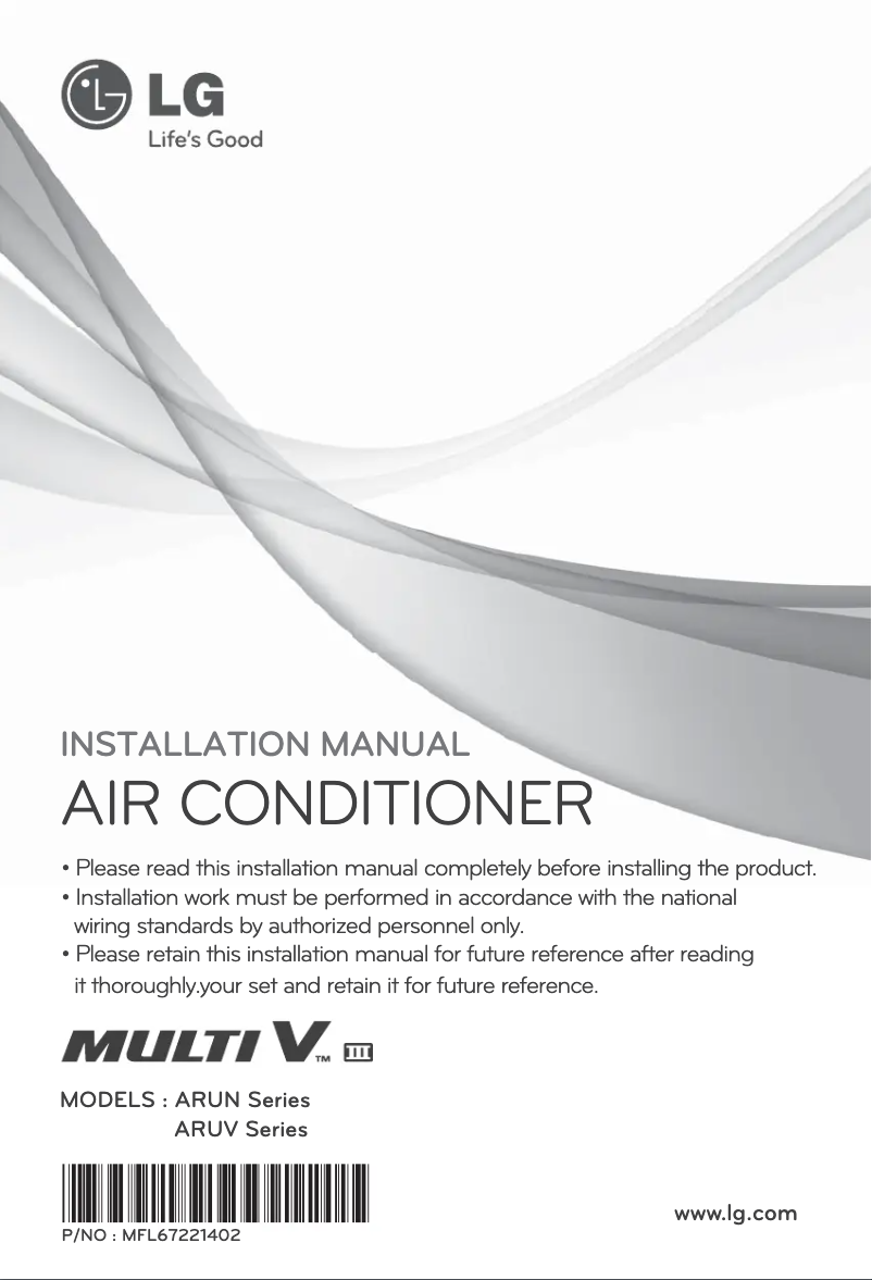 Page 1 de la notice Manuel utilisateur LG ARUN180LN3