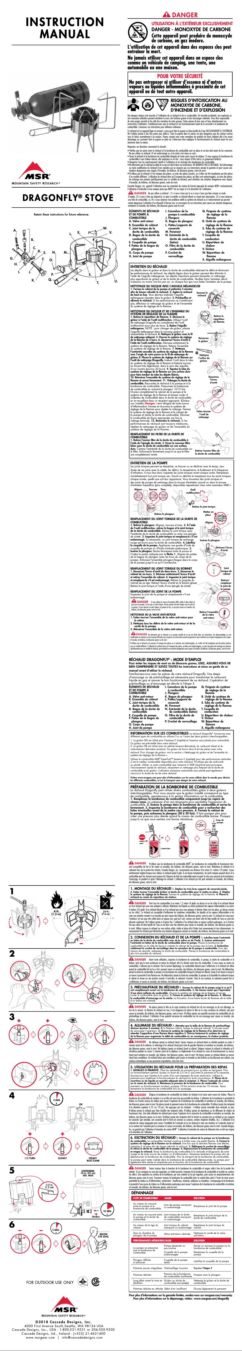 Page 1 de la notice Manuel utilisateur MSR DragonFly