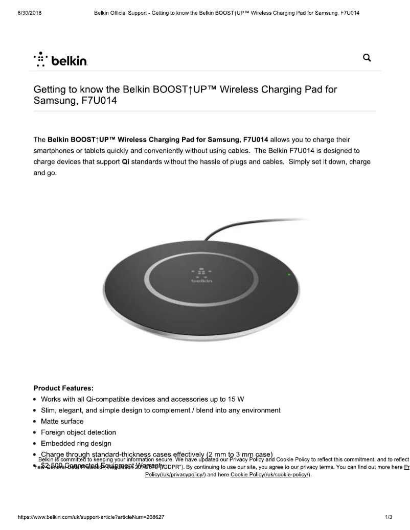 Imagen de la primera página del manual del dispositivo Boost↑Up Wireless