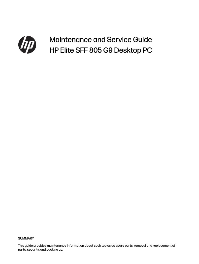 Page 1 de la notice Manuel utilisateur HP Elite SFF 805 G9