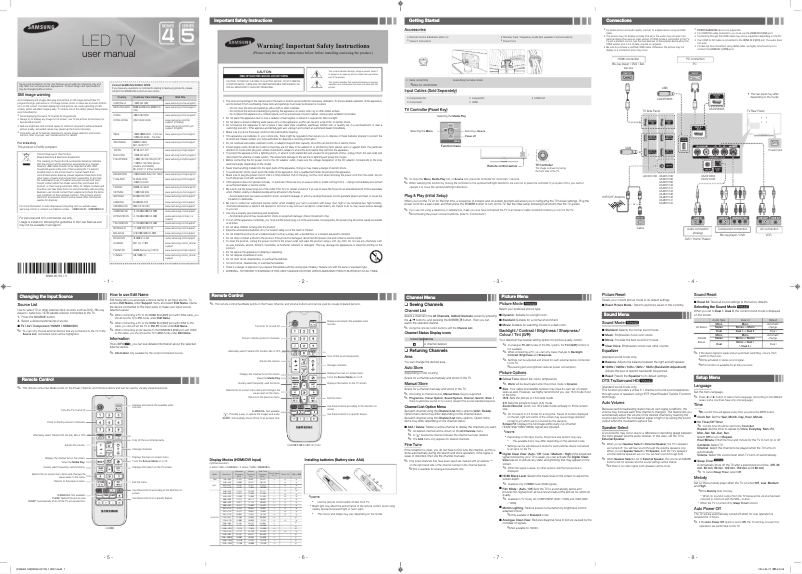 Image de la première page du manuel de l'appareil UA48H5141AR