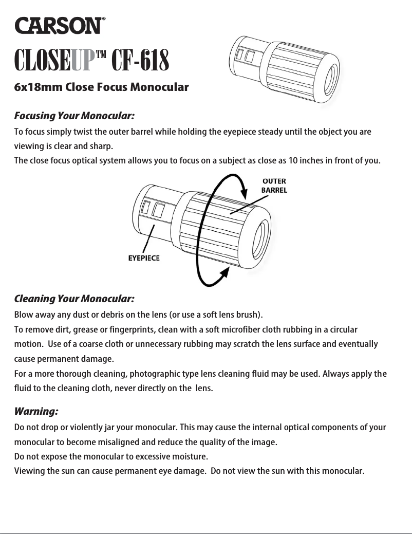 Image de la première page du manuel de l'appareil CloseUp CF-618