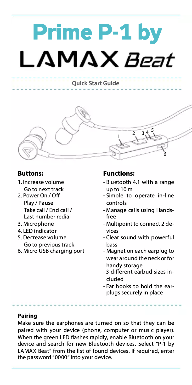 Page 1 de la notice Manuel utilisateur Lamax Prime P1