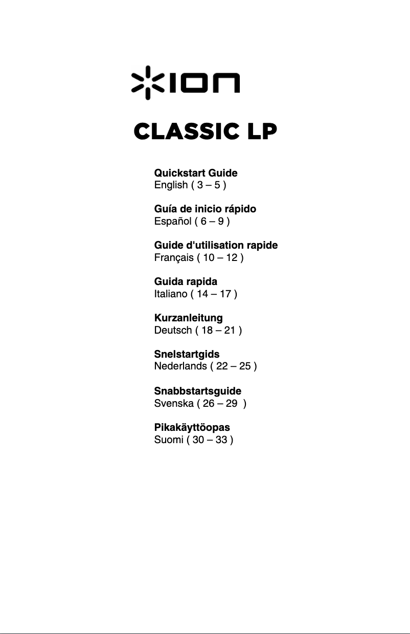 Page n°1 - Manuel utilisateur ION Classic LP