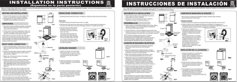 Page n°1 - Guide d'installation LG WT6105CW
