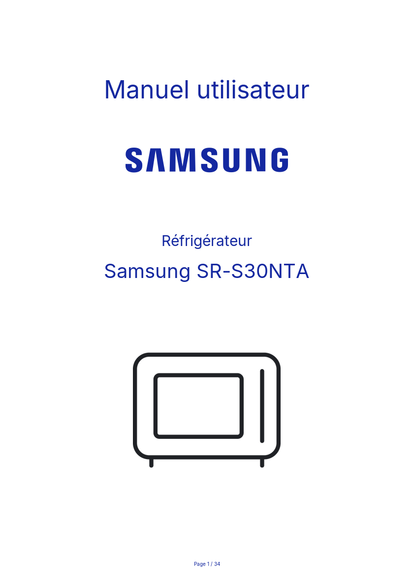 Page n°1 - Manuel utilisateur Samsung SR-S30NTA
