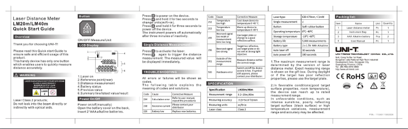 Image de la première page du manuel de l'appareil LM40M