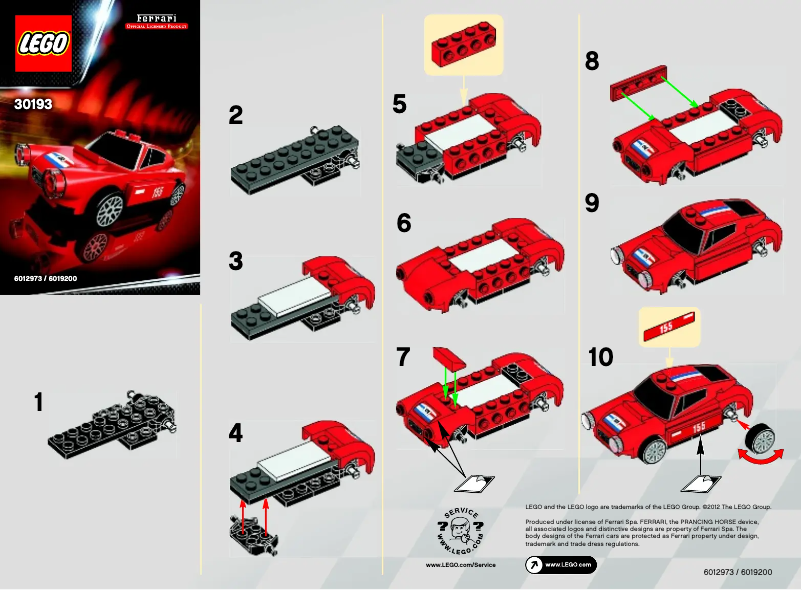 Page 1 de la notice Manuel utilisateur Lego 250 GT Berlinetta