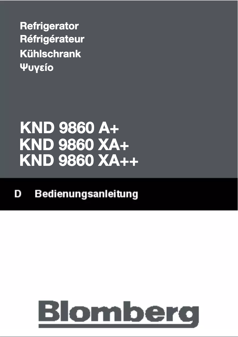 Page 1 de la notice Manuel utilisateur Blomberg KND 9860 XA
