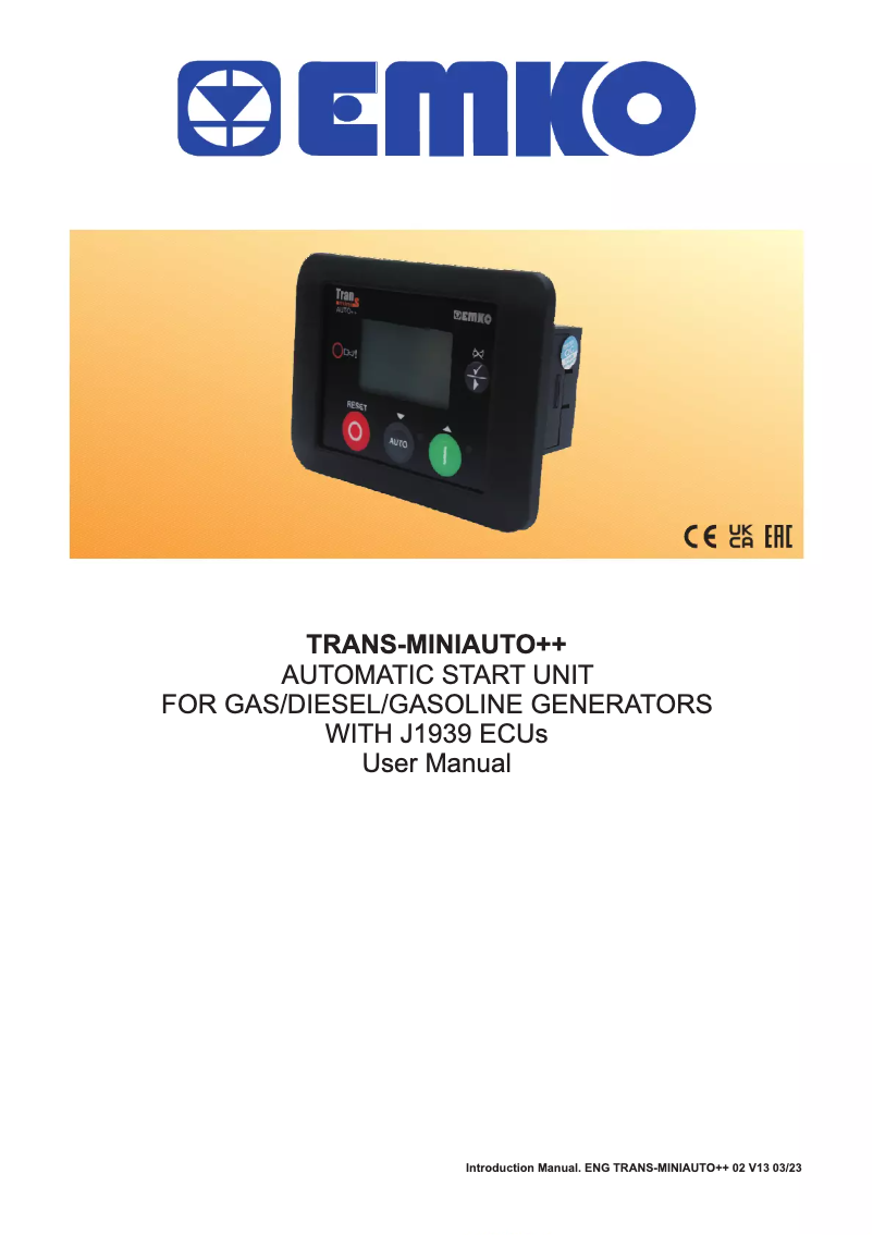 Page n°1 - Manuel utilisateur Emko Trans-MiniAUTO++