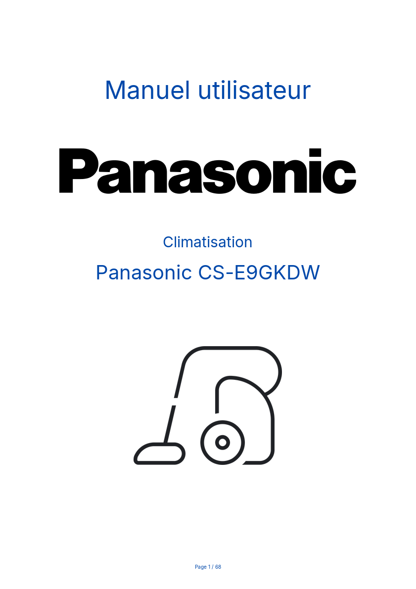 Page n°1 - Manuel utilisateur Panasonic CS-E9GKDW