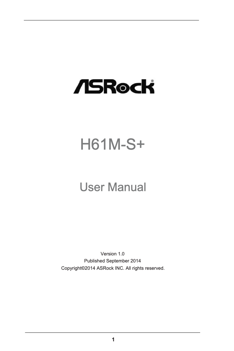 Page n°1 - Manuel utilisateur Asrock H61M-S+