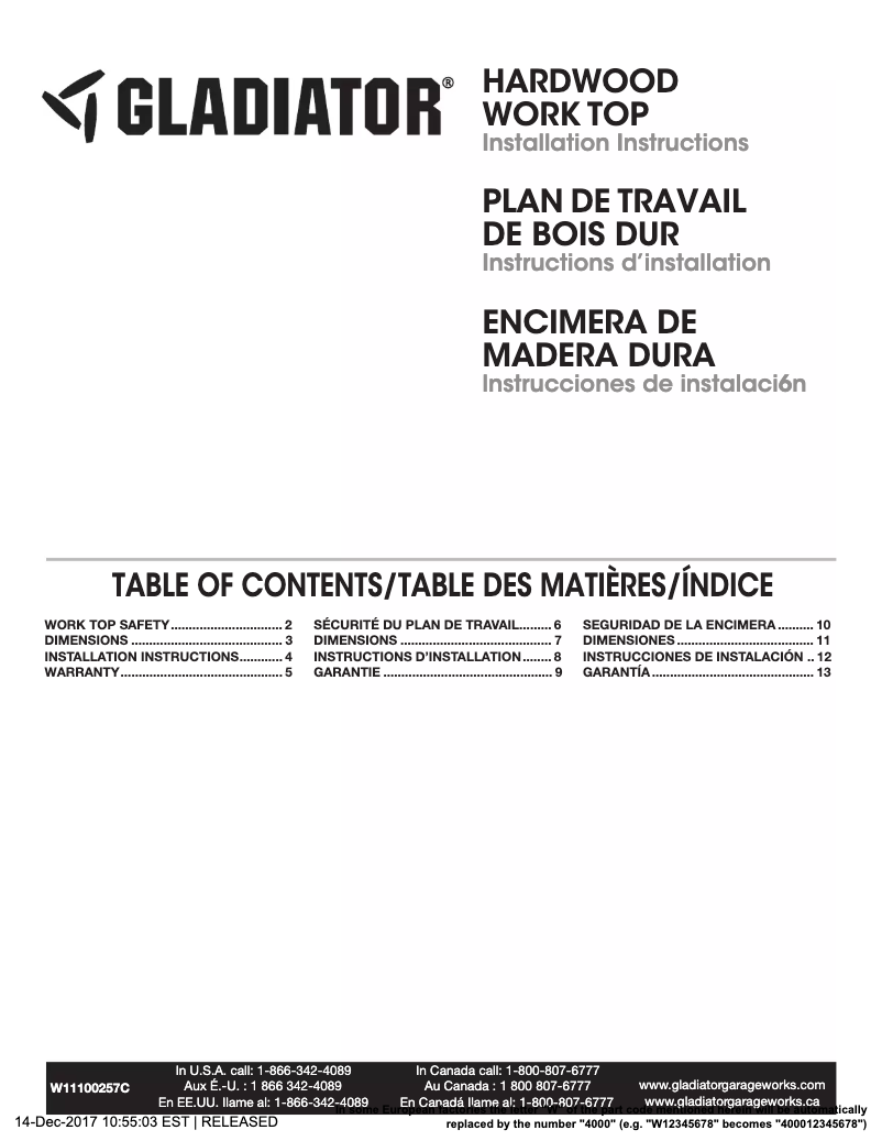 Page 1 de la notice Guide d'installation Gladiator GAAC27HWGX