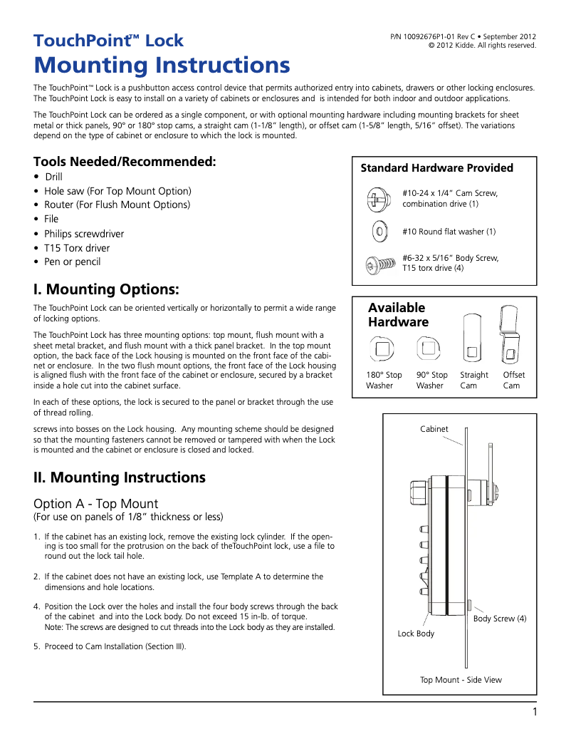 Page n°1 - Manuel utilisateur Kidde AccessPoint 001798