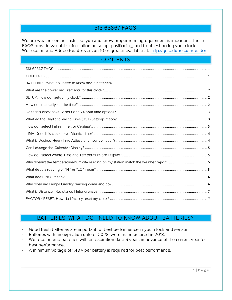Page 1 de la notice FAQ La Crosse Technology 513-63867