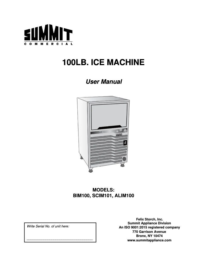 Page n°1 - Manuel utilisateur Summit BIM100