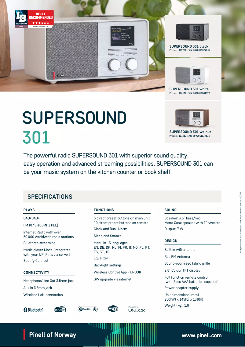 Page n°1 - Fiche technique Pinell Supersound 301