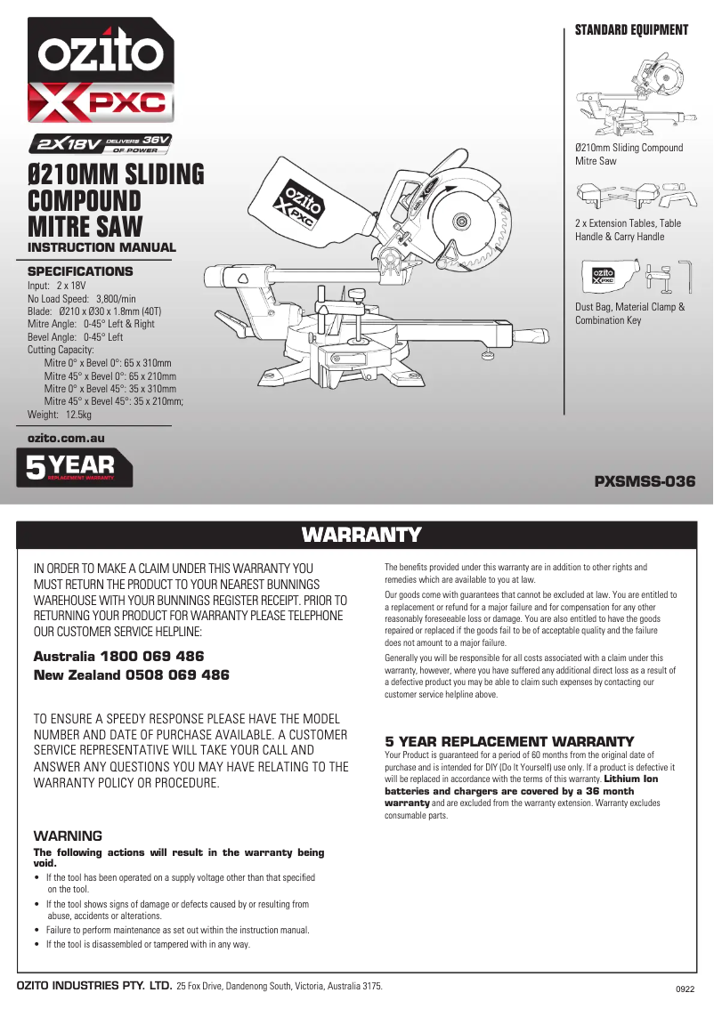Image de la première page du manuel de l'appareil PXSMSS-036