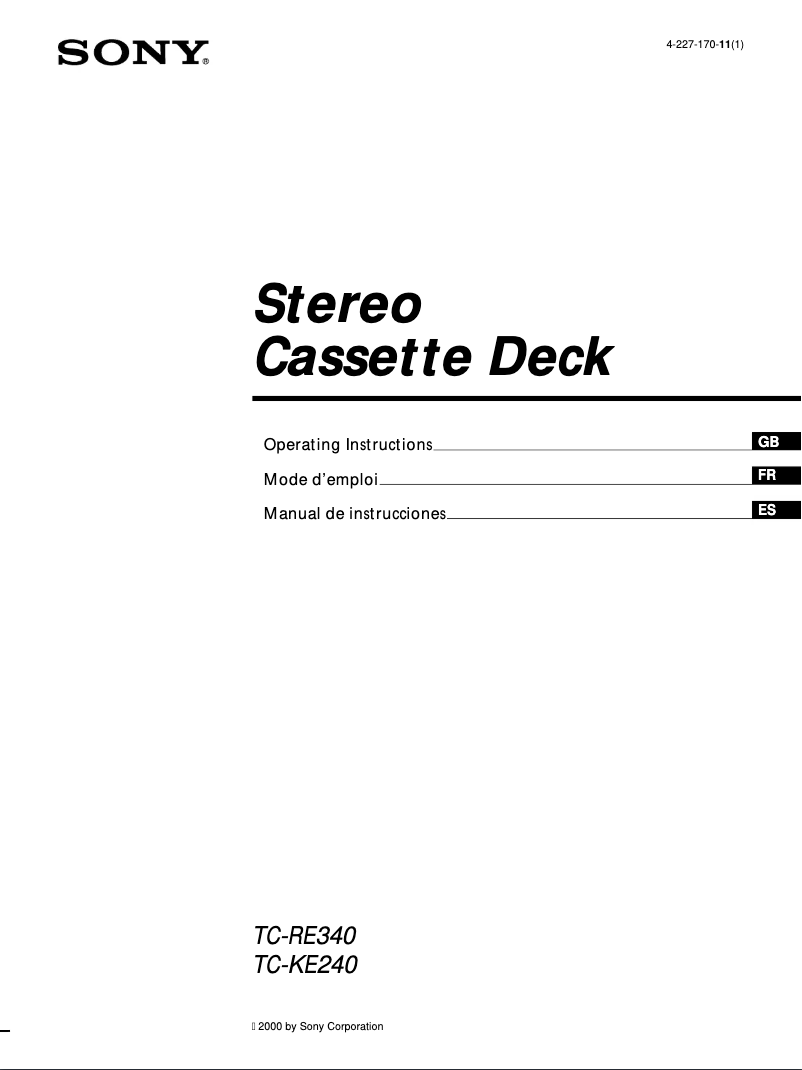 Page n°1 - Manuel utilisateur Sony TC-RE340