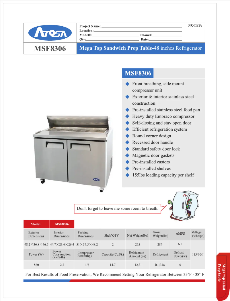 Página 1 del manual Manual de uso y mantenimiento Atosa MSF8306