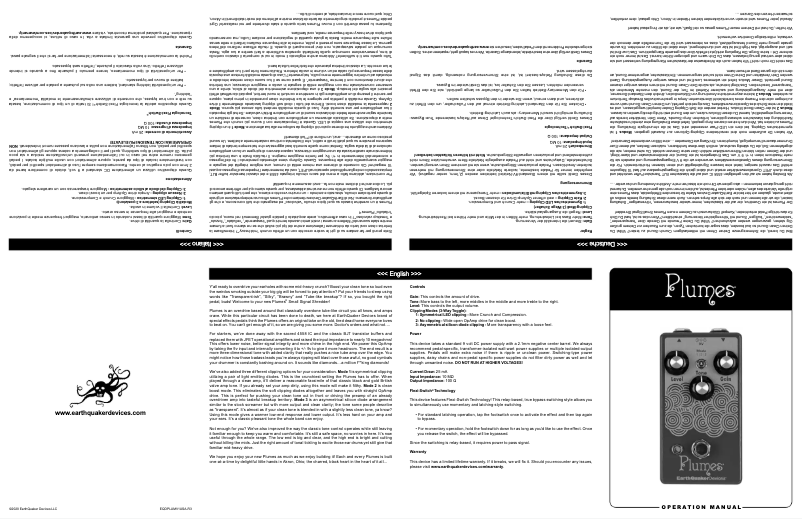 Page 1 de la notice Manuel utilisateur EarthQuaker Devices Plumes