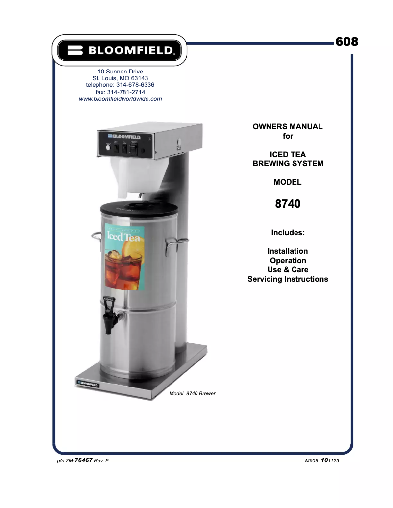 Página 1 del manual Manual de usuario Bloomfield 8740