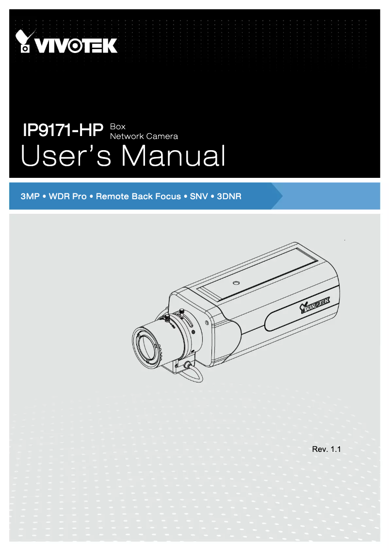 Page 1 de la notice Manuel utilisateur Vivotek IP9171-HP