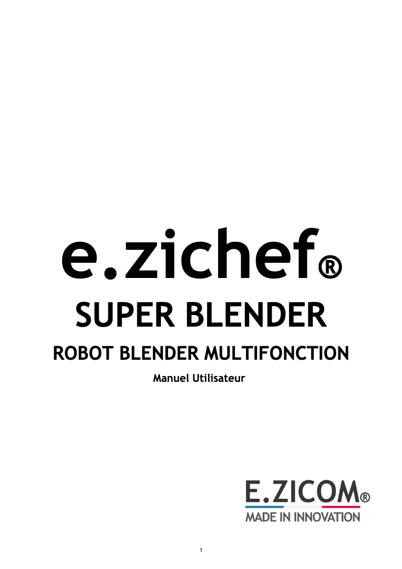Page n°1 - Manuel utilisateur E.zicom e.zichef Superior