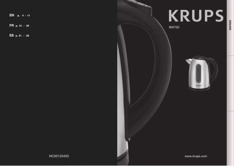 Page 1 de la notice Manuel utilisateur Krups BW750