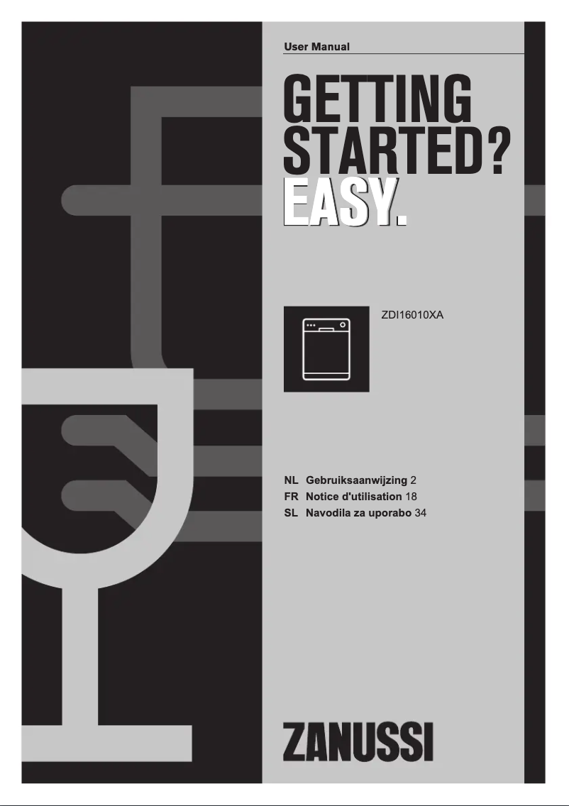 Page 1 de la notice Manuel utilisateur Zanussi ZDI16010XA
