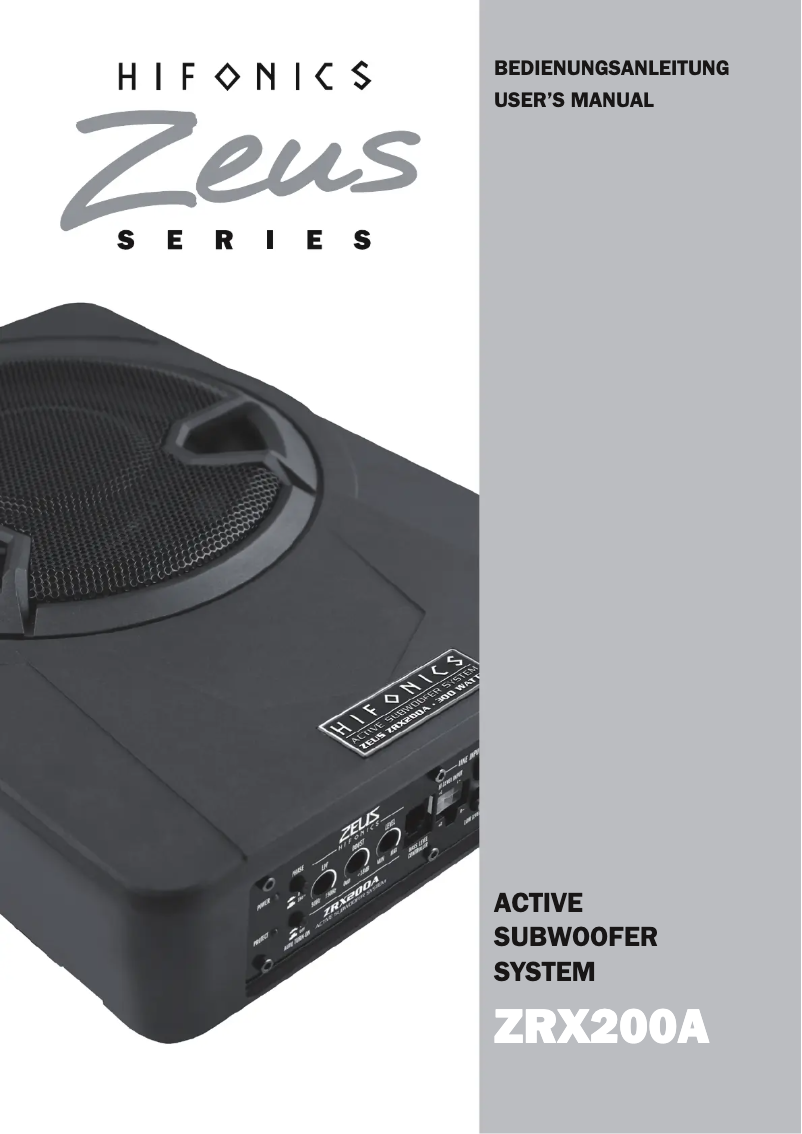 Image de la première page du manuel de l'appareil Zeus ZRX200A