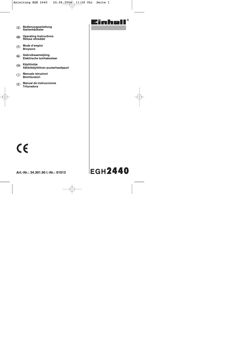 Page n°1 - Manuel utilisateur Einhell Royal EGH 2440