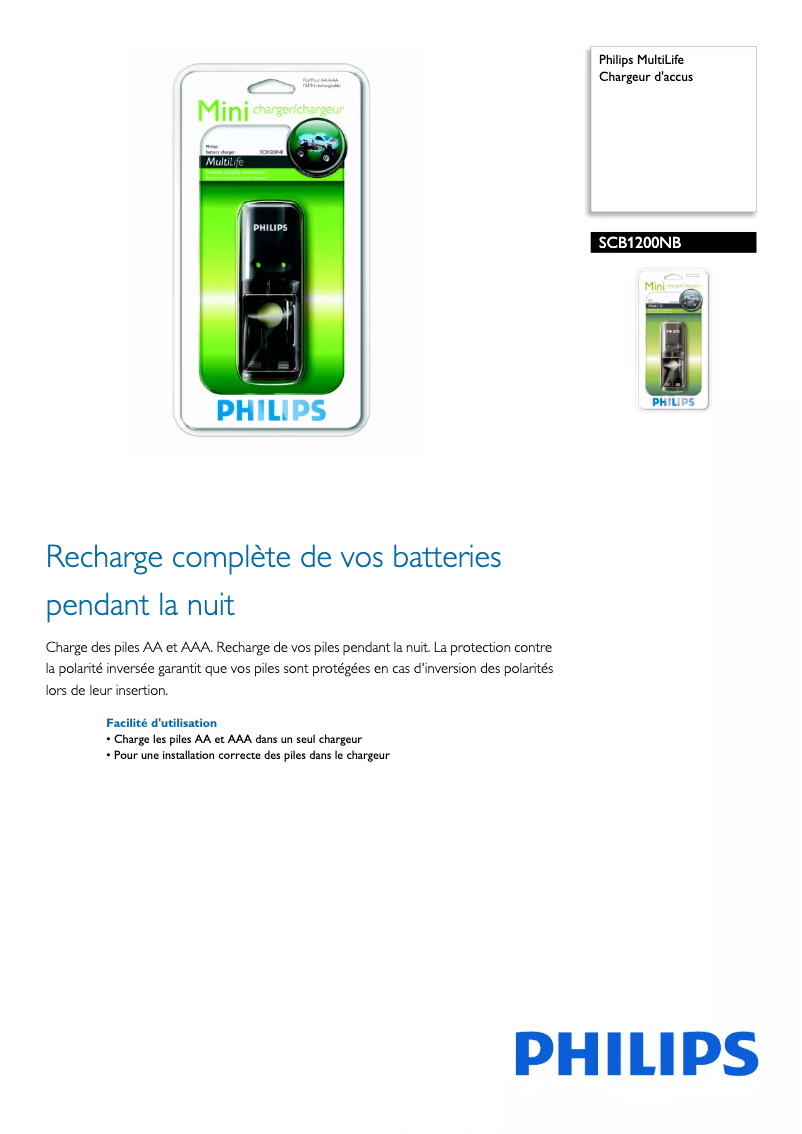 Page n°1 - Fiche technique Philips MultiLife SCB1200NB