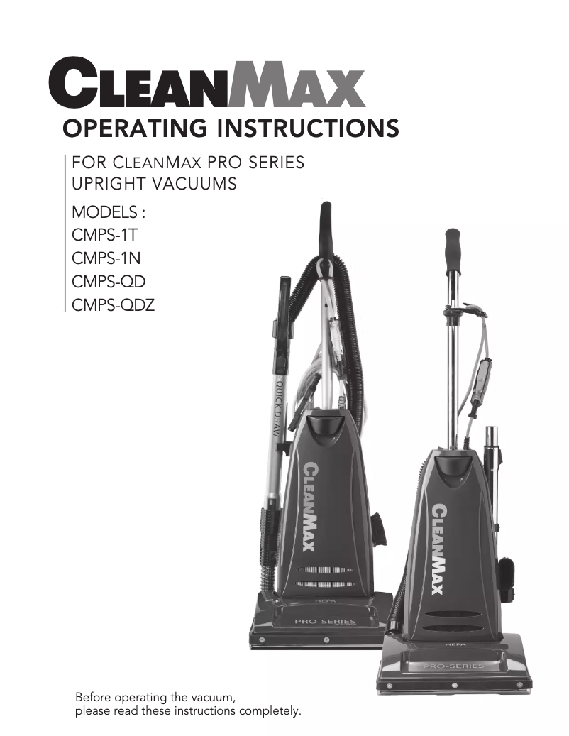Página 1 del manual Manual de usuario CleanMax Pro CMPS-QDZ