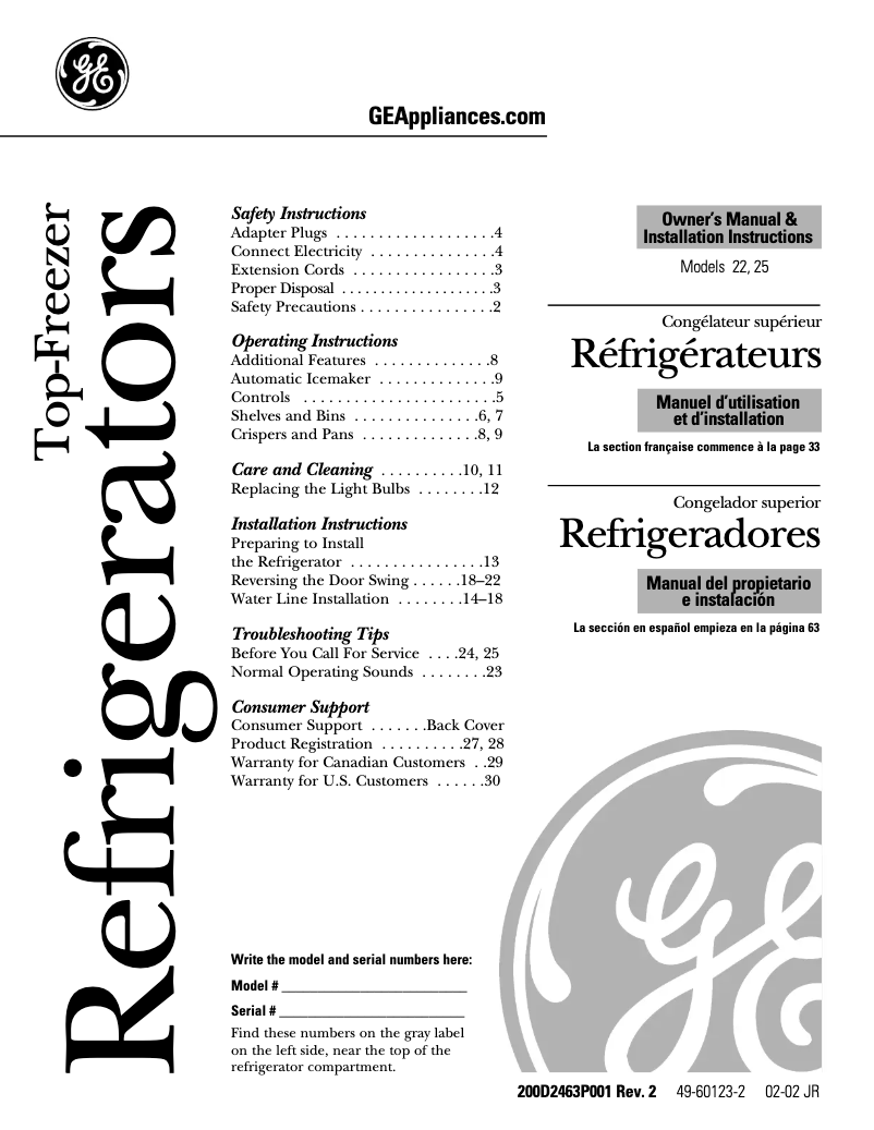 Image de la première page du manuel de l'appareil PTS22SBNBS