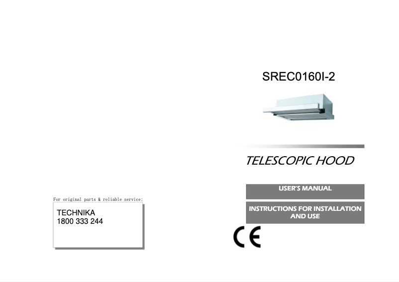 Image de la première page du manuel de l'appareil SREC0160I-2