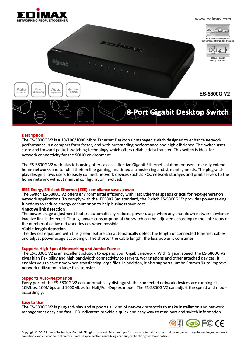 Page n°1 - Fiche technique Edimax ES-5800G V2