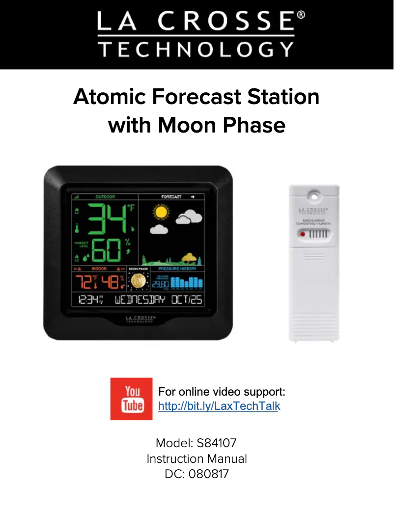 Page 1 de la notice Manuel utilisateur La Crosse Technology 308-1416-TBP