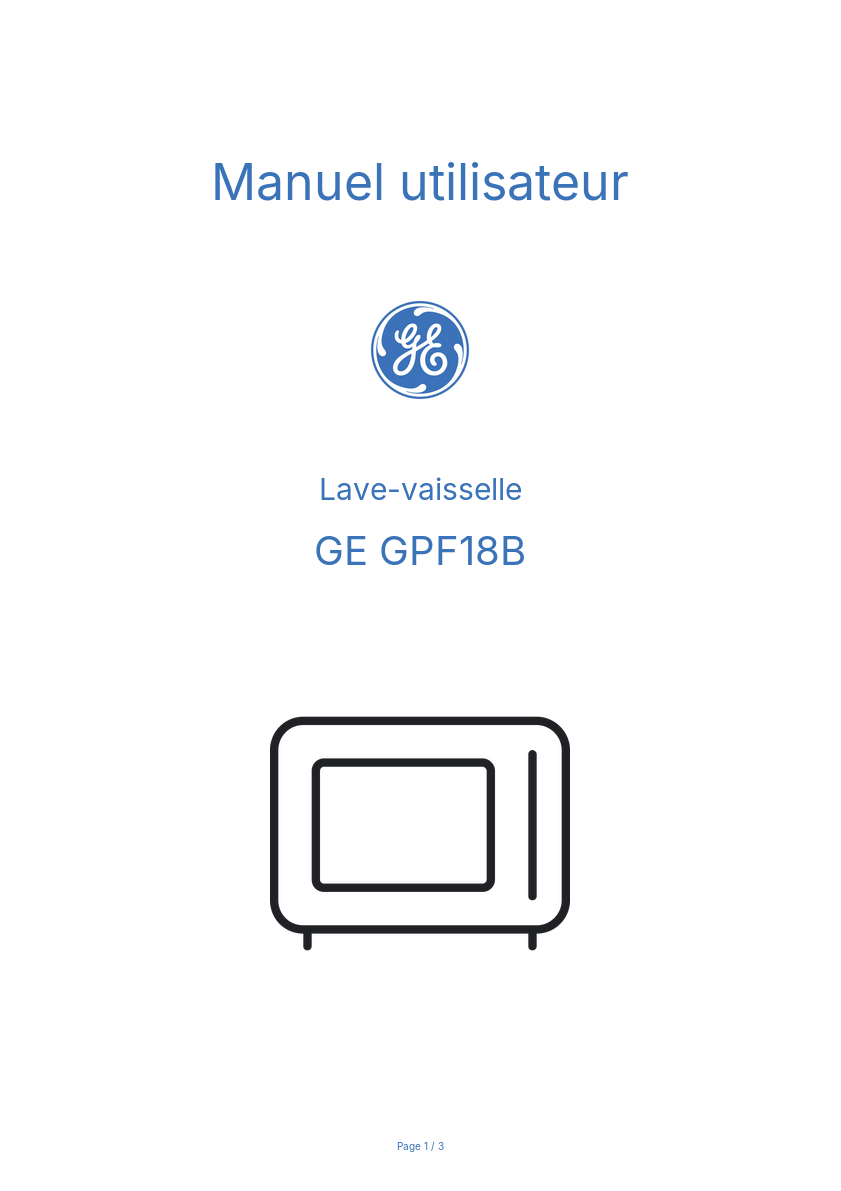 Page n°1 - Manuel utilisateur GE GPF18B