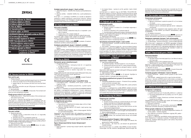 Image de la première page du manuel de l'appareil ZR9041