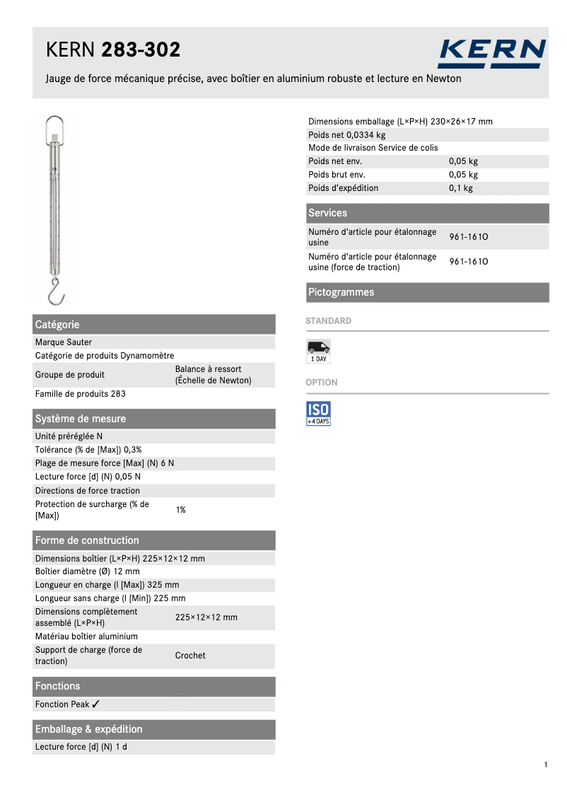 Página 1 del manual Ficha técnica Sauter 283-302