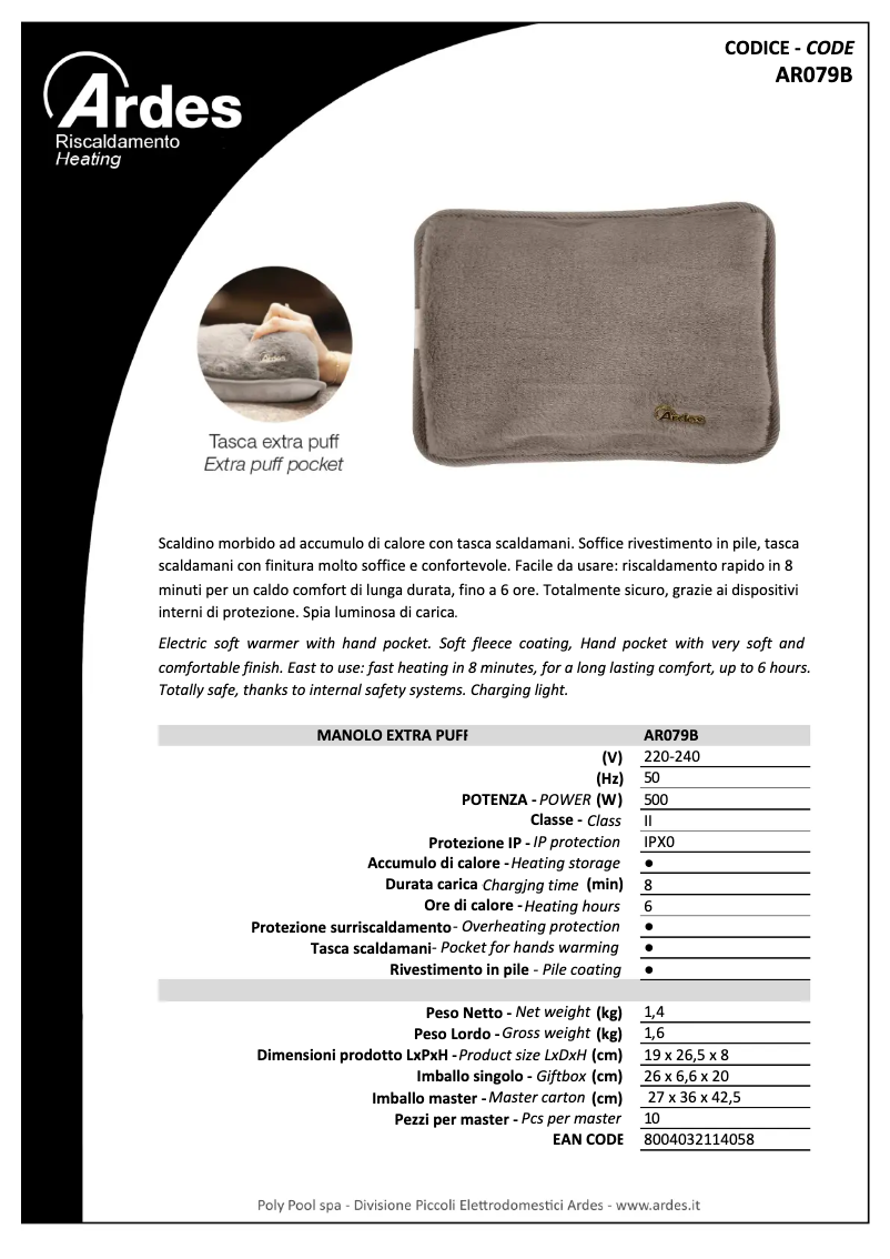 Image de la première page du manuel de l'appareil AR079B