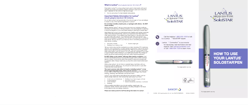 Page n°1 - Manuel utilisateur Lantus SoloStar