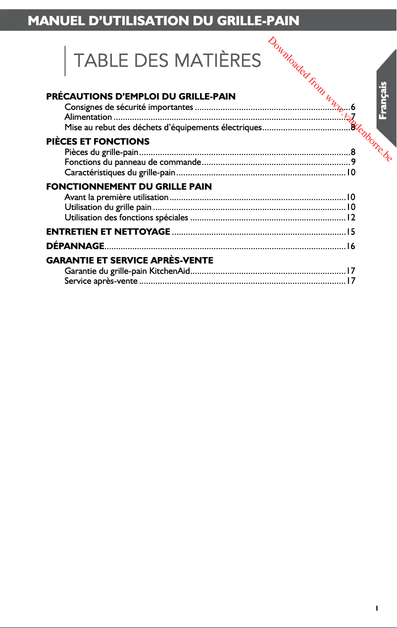 Image de la première page du manuel de l'appareil 5KMT221