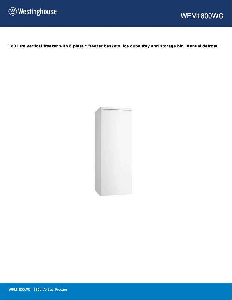 Page n°1 - Fiche technique Westinghouse WFM1800WC