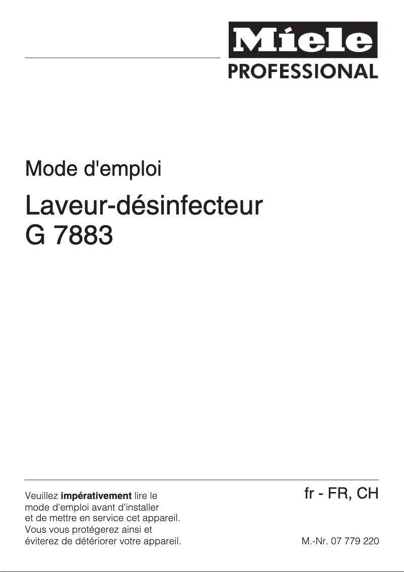 Page n°1 - Manuel utilisateur Miele G 7883