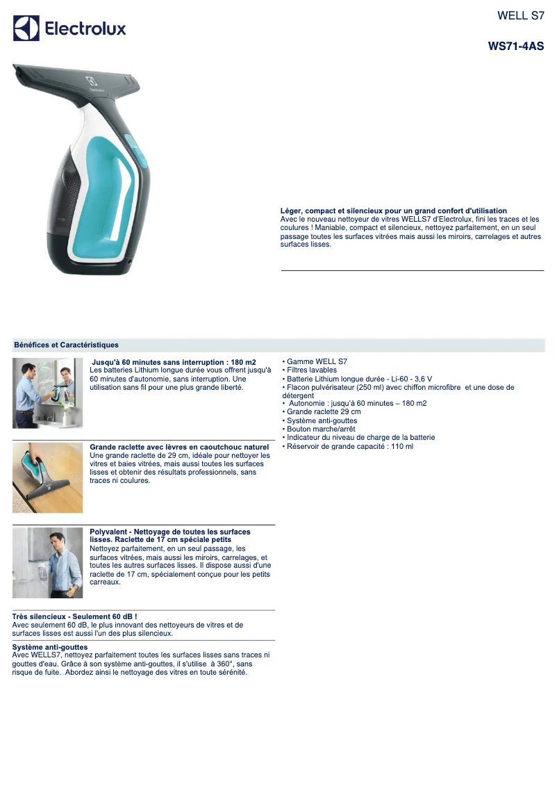 Page n°1 - Fiche technique Electrolux WELL S7 WS71-4AS