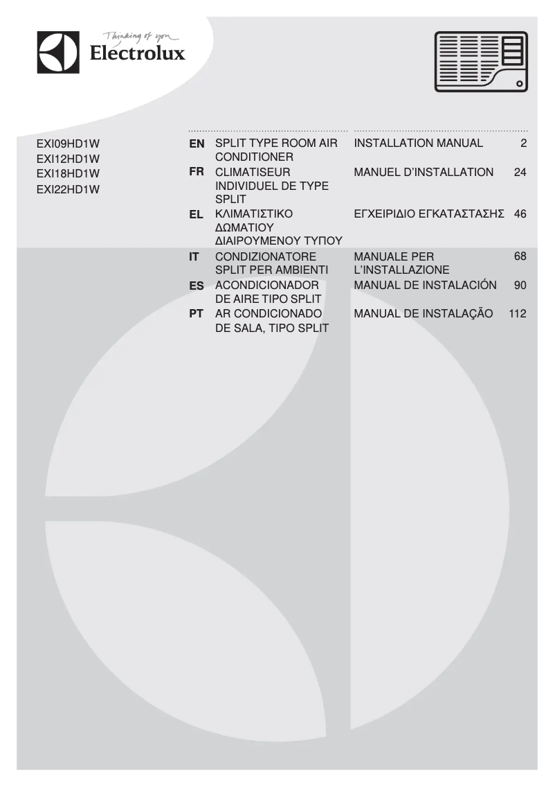 Page n°1 - Manuel utilisateur Electrolux EXI12HD1WI